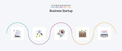 företag börja platt 5 ikon packa Inklusive företag. dator. paj. dollar. budget vektor