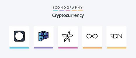 Kryptowährungszeile gefülltes 5-Icon-Paket einschließlich alternativer Währung. Kryptowährung . Kryptowährung. Münze. kreatives Symboldesign vektor