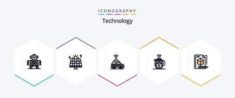 teknologi 25 fylld linje ikon packa Inklusive teknologi. låda. plats. fil. service vektor