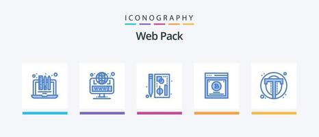 Web Pack Blue 5 Icon Pack inklusive Split-Tests. vergleichen. Netz. testen. Buchseite. kreatives Symboldesign vektor