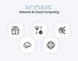 Netzwerk- und Cloud-Computing-Line-Icon-Pack 5 Icon-Design. . Technologie. Rechnen. Standort. Technologie vektor