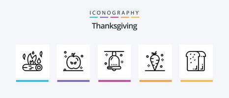 Thanksgiving Line 5 Icon Pack inklusive Brot. das Erntedankfest. Thanksgiving-Symbol. Urlaub. Festival. kreatives Symboldesign vektor