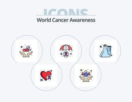 World Cancer Awareness Line gefüllt Icon Pack 5 Icon Design. Gesundheit. Krebs. Gesundheitspflege. Luftballons. Gesundheit vektor