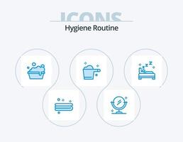 Hygieneroutine blau Icon Pack 5 Icon Design. . sauber. Waschen. Schlafzimmer. Haushalt vektor