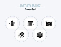Basketball-Glyphen-Icon-Pack 5 Icon-Design. Spiel. Kalender. trinken. Sportbekleidung. Sportbekleidung vektor