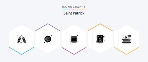 Saint Patrick 25 Glyphen-Icon-Pack inklusive Feiern. Einladung. Poker. Grußkarte. trinken vektor