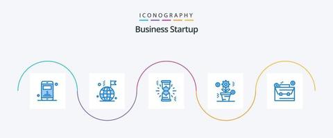 företag börja blå 5 ikon packa Inklusive dollar. budget. läser in. väska. utbildning vektor