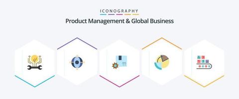 Produktmanagement und globales Geschäft 25 flaches Symbolpaket einschließlich Diagramm. Diagramm. Produkt. Analyse. Premium Qualität vektor