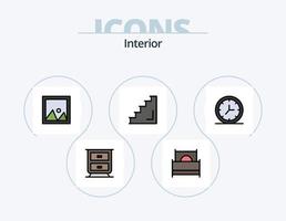 Innenlinie gefüllt Icon Pack 5 Icon Design. Sitz. Möbel. Möbel. Innere. Stuhl vektor