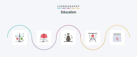 utbildning platt 5 ikon packa Inklusive utarbetande. kompass. parasoll. arkitektur. instrument vektor