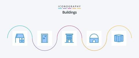 byggnader blå 5 ikon packa Inklusive islamic byggnad. byggnad. utgång. butiker. detaljhandeln vektor