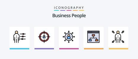 företag människor linje fylld 5 ikon packa Inklusive anställd. förmågor. optimering. dela med sig. människor. kreativ ikoner design vektor