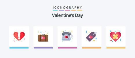 valentines dag platt 5 ikon packa Inklusive bruten. märka. hjärta. försäljning. hjärta. kreativ ikoner design vektor