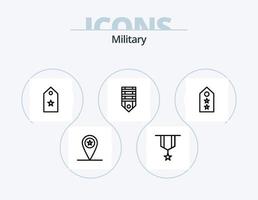 Militärlinie Icon Pack 5 Icon Design. Rang. Insignien. Soldat. Diamanten. Medaille vektor