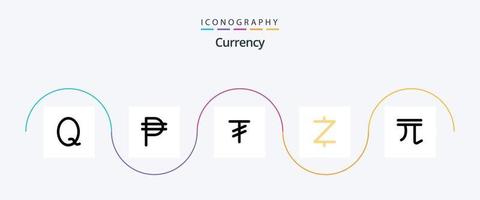 valuta linje fylld platt 5 ikon packa Inklusive ny. dollar. valuta. valuta. kryptovaluta vektor