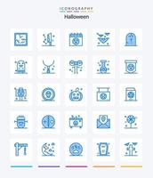 kreativ halloween 25 blå ikon packa sådan som halloween. död. kalender. natt. fladdermöss vektor