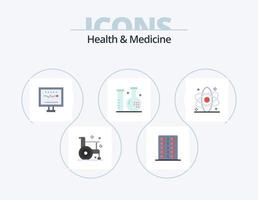 hälsa och medicin platt ikon packa 5 ikon design. hälsa. atom. hälsa. hälsa. kondition vektor