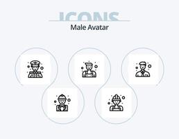 männliche Avatarlinie Icon Pack 5 Icon Design. Mann. Logistik. Chef. Lieferung. Manager vektor