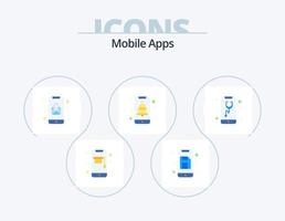 mobil appar platt ikon packa 5 ikon design. hälsa. användare. app. underrättelse. app vektor