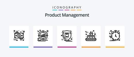 Produktmanagement Linie 5 Icon Pack inklusive Anpassen. Aktentasche. Brainstorming. Tasche. Filter. kreatives Symboldesign vektor