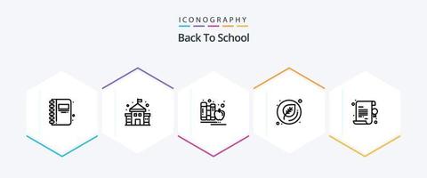 tillbaka till skola 25 linje ikon packa Inklusive diplom. tillbaka till skola. böcker. skola. utbildning vektor