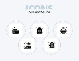 Sauna-Glyphen-Icon-Pack 5 Icon-Design. . Apotheke. Whirlpool. Granatwerfer. Lotus vektor