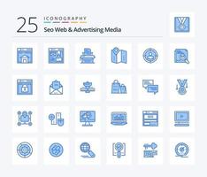 seo webb och reklam media 25 blå Färg ikon packa Inklusive plats. plats. design. Karta. dokumentera vektor
