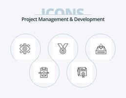 Projektmanagement und Entwicklungslinie Icon Pack 5 Icon Design. Plaudern. Menschen. Verfahren. Manager. menschlich vektor