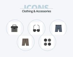 Kleidung und Accessoires flach Icon Pack 5 Icon Design. Kleidung. Zubehör. Aktentasche. Sicht. Gläser vektor