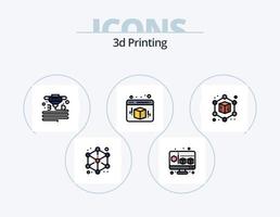 3D-Druckzeile gefüllt Icon Pack 5 Icon Design. Plastik. 3d Drucken. 3d. Schicht. Würfel vektor