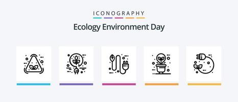 ekologi linje 5 ikon packa Inklusive kraft. elektrisk. gas station. eko. eko. kreativ ikoner design vektor