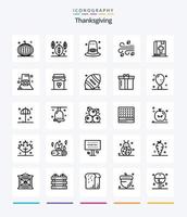 Creative Thanksgiving 25 Gliederungs-Icon-Pack wie Buch. Wind. Garten. das Erntedankfest. weht vektor