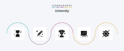 University Glyph 5 Icon Pack inklusive Labor. Formel. Leistung. Ausbildung. Mathematik vektor