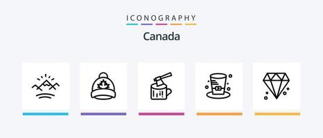 kanada linje 5 ikon packa Inklusive skydda. blad. kung. säkerhet. regn. kreativ ikoner design vektor