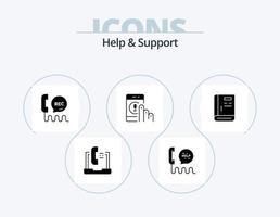 Hilfe und Support Glyph Icon Pack 5 Icon Design. Führung. Buch. Kontakt. Telefon. Kontakt vektor