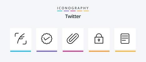 Twitter linje 5 ikon packa Inklusive post. set. Twitter. Twitter. tillbaka. kreativ ikoner design vektor