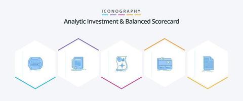 Analytische Investition und Balanced Scorecard 25 blaues Icon Pack inklusive Fundraising. Crowdfunding. Grad. ansprechbar. Beziehung vektor