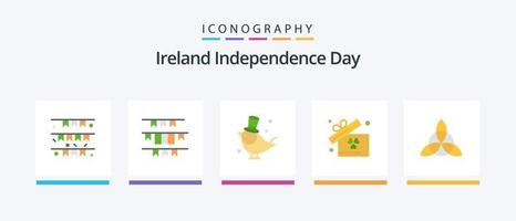 Irland Unabhängigkeitstag Flat 5 Icon Pack inklusive. Spatz. Blume. keltisch. kreatives Symboldesign vektor