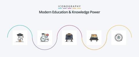 modern utbildning och kunskap kraft linje fylld platt 5 ikon packa Inklusive astronomi. böcker. lära sig. utbildning. kraft vektor
