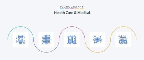 hälsa vård och medicinsk blå 5 ikon packa Inklusive . optiker. medicinsk. öga testa. anafylaksi vektor