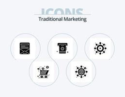 traditionelles Marketing-Glyphen-Icon-Pack 5-Icon-Design. viral. Netzwerk. Newsletter. Liste. Buch vektor