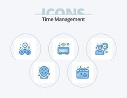 Zeitmanagement blau Icon Pack 5 Icon Design. Routine. betrachten. frei. Tisch. Uhr vektor