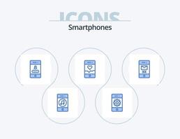 Smartphones blau Icon Pack 5 Icon Design. Sport. Betrieb. Einstellungen. Analyse. Passwort vektor