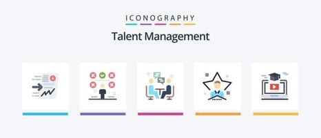 Talent Management Flat 5 Icon Pack inklusive Benutzer. hell. Benutzer. Abmahnung. Plaudern. kreatives Symboldesign vektor