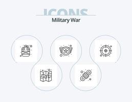 militär krig linje ikon packa 5 ikon design. ryggsäck. ficklampa. syfte. enhet. armén vektor