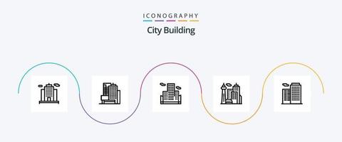 City Building Line 5 Icon Pack inklusive . Wahrzeichen. Haus vektor