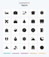 Creative Map Pin 25 Glyph Solid Black Icon Pack wie Reisen. Anlage. Urlaub. Natur. reisen vektor