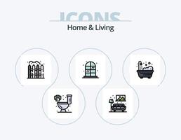 Home and Living Line gefüllt Icon Pack 5 Icon Design. . Krippe. Kabinett. Leben. Handtuch vektor