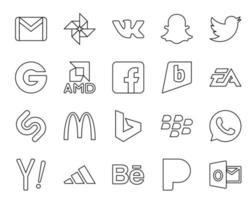 20 Social Media Icon Pack, einschließlich Bing Shazam Groupon Sports Electronics Arts vektor
