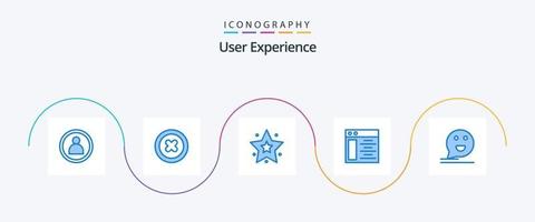 Benutzererfahrung Blue 5 Icon Pack inklusive . Glücklich. Stern. Kommentar. Blase vektor
